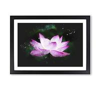 Pink Water Lily Flower Vol.2 Paint Splash Framed Print | A2 Black Framed Wall Art | Ready to Hang | Modern Floral Picture | Living Room Bedroom Lounge Office