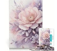 Pink Watercolor Flower Arrangement 1000 Piece Jigsaw Puzzles for Adults Jigsaw Mind Puzzle Mind Calm Art Assembly Unique Gift (38x52cm)