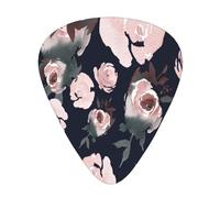 Pink Watercolor Roses Dark Navy Blue Floral,12 Pcs Guitar Pick,3 Different Thickness Plectrums for Acoustic Guitar Bass Ukulele (0.46mm 0.96mm 0.71mm)