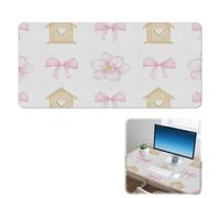 Pink Watercolour Flowers Desk Pad Non-Slip Gamers Mouse Mat with Smooth Surface Pu Leather Mouse Pad Large 90X42 CM Mousemat Desk Accessories for Boys Girls Gift Mousepads for School Home Office Table