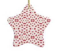 Pink watermelon Christmas Ceramic Star Ornaments for Xmas Tree Decorations, Cosy Home & Festive Gift Ideas