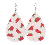 Pink watermelon Elegant Dangling Teardrop Earrings for Women, Lightweight Leather Earrings, Versatile Everyday Design