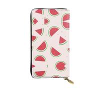 Pink Watermelon Patterned Leather Long Wallet (7.5 * 4.1 inches) | Extra Large Multi-Function Compartment | Great Gift