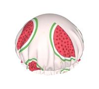Pink watermelon Women's shower cap, waterproof, reusable, with washable elastic cord, suitable for long hair and braids, ideal for showering.