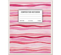 Pink Wavy Stripes Composition Notebook: Watercolor Abstract Pattern, Wide Ruled, 7.5 x 9.25 in, 110 Pages