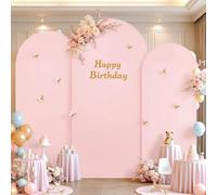 Pink Wedding Arch Cover (7.2FT, 6.6FT, 6FT) Set of 3 Arch Covers Stretchy Backdrop Spandex Fitted Chiara Backdrop Stands Cover for Birthday Party Baby Shower Wedding Arch Stand Decoration