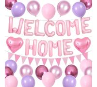 Pink Welcome Home Decorations with Foil Banner and Latex Balloons