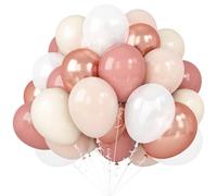 Pink White Balloons Rose Gold Blush White Balloon 60pcs 12inch Latex Helium Balloons Beige Retro Pink Nude Pearl White Sand Balloons Neutral Birthday Party Decorations Bride Wedding Boho DIY Supplies