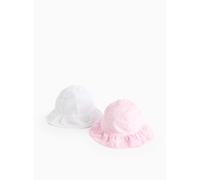 Pink & White Broderie Summer Hats 2 Pack 1-2 years