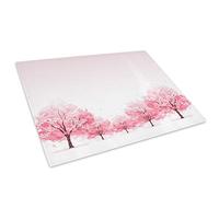 Pink White Cherry Blossom Glass Chopping Board Kitchen Worktop Saver Protector