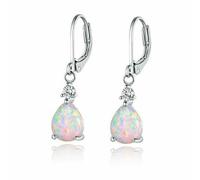 Pink & White Fire Opal Dangle Earrings With Stone Silver Plated Rose Gold Color Tear Drop Earring Bohemia Boho Jewelry