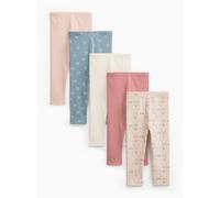 Pink & White Floral Ribbed Leggings 5 Pack 1-2 years