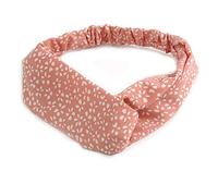 Pink/White Floral Twisted Fabric Elastic Headband/Headwrap
