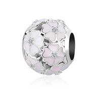 Pink White Flowers Beads Charms fit Pandora Charm Bracelets Christmas Birthday Jewellery Gift for Women Daughter Sister Granddaughter