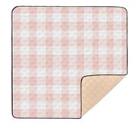 Pink White Gingham Bunny Pattern Large Sturdy Baby Gym & Activity Mat for Floor 1-Piecing Padded Baby Mat for Babies Infants Toddlers, 50'' x 50''