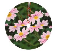 Pink White Gold Flowers Print Christmas Tree Skirt, Winter Xmas Tree Mat Decorations For Home Party Holiday Decorations
