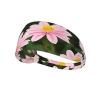 Pink White Gold Flowers Sports Headband For Men Women Tennis Sweat Band For Workout Sports Headbands Elastic For Running