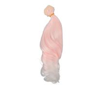 Pink White Gradient Doll Wig Soft Silk Curly Hair for Doll Styling 25cm Length 1M Width (Roman Curly)
