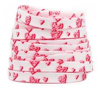 Pink White Heart Flat Shoelaces Women High- Canvas Sneakers Shoe Laces Sport Shoelace for Shoes Strings