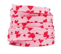 Pink White Heart Flat Shoelaces Women High- Canvas Sneakers Shoe Laces Sport Shoelace for Shoes Strings
