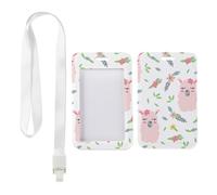 Pink White Llama Florals ID Card Holders with White Lanyard, Pass Holder, Vertical Cards Protector for Work, Vertical Name Badges Protector for Doctor, Nurse Accessories Teacher Stuff