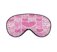 Pink White Love Heart Eye Mask Soft Sleep Mask for Side Sleeper Light Blocking Night Eye Cover with Adjustable Strap Sleep Shade Cover Night Blindfold Eyeshade Sleeping Masks for Travel