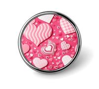 Pink White Love Heart Lapel Pin Brooches Round Fashion Brooch Pin Cute Button Badges Alloy Button Pins Enamel Pins Metal Pinback for Hat Shirt Clothing Bags