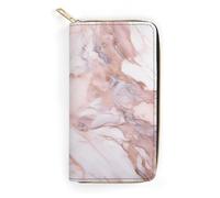 Pink White Marble Pattern Leather Wallet, Bifold Stylish Wallets, Credit Card Holder for Passport Covers, Purse Passport Bag for Men Women