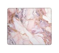 Pink White Marble Pattern Mouse Pad with Stitched Edge, Personalized Premium-Textured Computer Mouse Mat with Non-Slip Rubber Base, Waterproof Gaming Mousepad for Laptop, Office Home 8.3 x 10.3 in