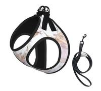 Pink White Marble Pattern Pet Leash Vest For Small Dogs Cats Reflective Adjustable Soft Outdoor Walking Hiking Training