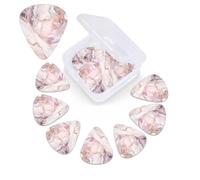 Pink White Marble Pattern Print Guitar Picks 12 Pack Guitar Plectrums with Storage Box Bass Picks For Acoustic Guitar Bass Electric Ukulele Includes 0.46mm, 0.71mm, 0.96mm