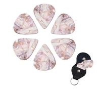 Pink White Marble Pattern Print Guitar Picks 6 Pack Guitar Plectrums with Pick Holders Bass Picks For Acoustic Guitar Bass Electric Ukulele Includes 0.46mm, 0.71mm, 0.96mm