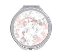 Pink White Marble Ripples Marbling Liquid Art Texture Folding Make Up Mirror, Compact 2X/1X Magnification Mirror, Women Portable Travel Makeup Mirror 2.4 x 2.4 inch