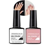 Pink & White Nail Gel Set, French Tips 2 PCS Nude Polish Kit, Soak off UV Nail Varnish Sets, Long Lasting, Natural Art Manicure Nail Polishes, Gift for Women