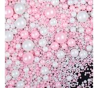 Pink White Pearl Sprinkles for Cake Decorations 130g Mother Of Pearl Sugar Cake Sprinkles 4 Sizes Mix for Cake Cupcake Cookie Baking Donuts Ice Cream Toppings