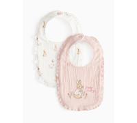 Pink & White Peter Rabbit Bibs 2 Pack One Size