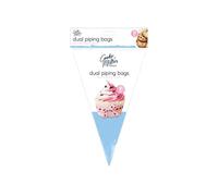 Pink & White Plastic Dual Piping Icing Bags, Pack of 10 (30 cm x 28.5 cm) - Pipe Two Colours at Once, Ideal for Home Baking & Professional Use