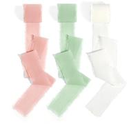 Pink, White, Sage Green, and Peach Chiffon Ribbon - 3 Rolls 1.5'' X 20 Yd Wide for Crafting, Wedding, Bows, Cake, Florist, and Floral Decorations