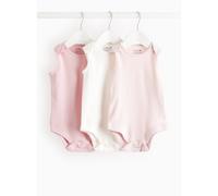 Pink & White Sleeveless Bodysuit 3 Pack Tiny Baby