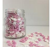 Pink & White Stars Sugar Sprinkles Cupcake Decorations (100g)