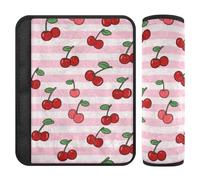 Pink White Striped Fruit Cherry 2 Pack Belt Alert Covers More Comfort Driving for Van Protector para cinturón de carro