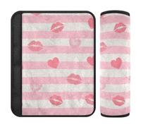 Pink White Stripes Heart Lip Love 2 pcs Shoulder Strap Cushion Stop seat Belt Cutting into Neck for Truck forro para cinturon de seguridad