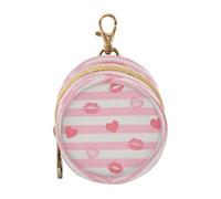 Pink White Stripes Heart Lip Love Baby Pacifier Case Portable Wristlet Wallet Key Holder, Small Item Storage pouching estuche para chupetes de
