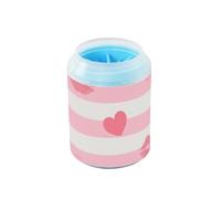 Pink White Stripes Heart Lip Love Portable Pet Foot Paws Washer Soft Silicone Bristles Pets Bathing Brush for Small Medium Large Breed Dogs, Cats accessories para perros
