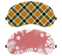 Pink White Tropical Leaves 2 Pieces Eye Mask, Sleeping Eye Mask for Side Sleeper, Zero Eye Pressure Night Blindfold, Adjustable Sleep Cover, Completely Block Out Light Eye Shade