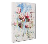 Pink & White Tulip Flowers Watercolour Canvas Print for Living Room Bedroom Home Office Décor, Wall Art Picture Ready to Hang, 30 x 20 Inch (76 x 50 cm)