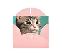 Pink WHJSHOP A curious cat Prints Greeting Card - High-End Pearlescent Paper Double Sided Pearl Effect Love Buckle Pearl Paper Envelope