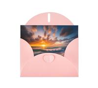 Pink WHJSHOP Beach Maui Hawaii Sunset Sea Waves Clouds Prints Greeting Card - High-End Pearlescent Paper Double Sided Pearl Effect Love Buckle Pearl Paper Envelope