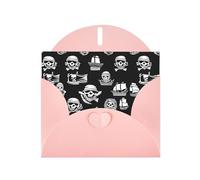 Pink WHJSHOP Black And White Pirates Prints Greeting Card - High-End Pearlescent Paper Double Sided Pearl Effect Love Buckle Pearl Paper Envelope