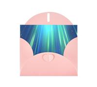 Pink WHJSHOP Blue Aurora Borealis Prints Greeting Card - High-End Pearlescent Paper Double Sided Pearl Effect Love Buckle Pearl Paper Envelope